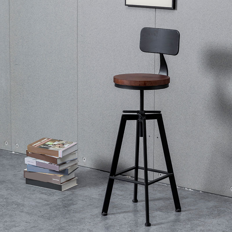 Metal Industrial Counter Stool Backrest Adjustable Bar Stool with Swivel