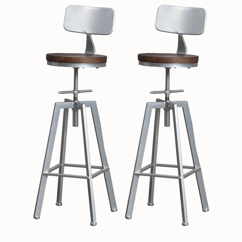 Metal Industrial Counter Stool Backrest Adjustable Bar Stool with Swivel