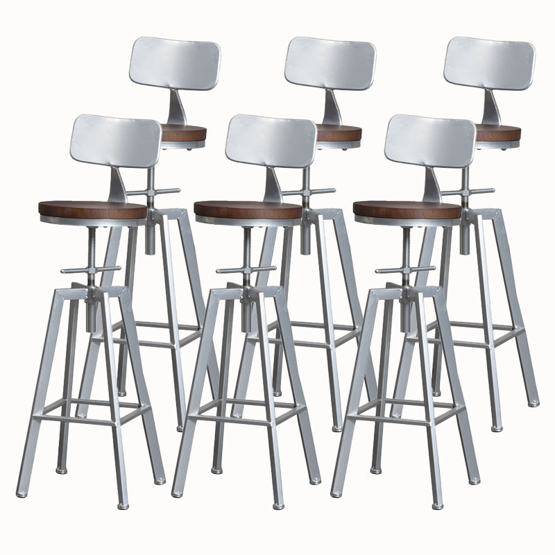 Metal Industrial Counter Stool Backrest Adjustable Bar Stool with Swivel