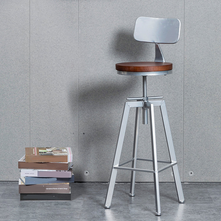 Metal Industrial Counter Stool Backrest Adjustable Bar Stool with Swivel