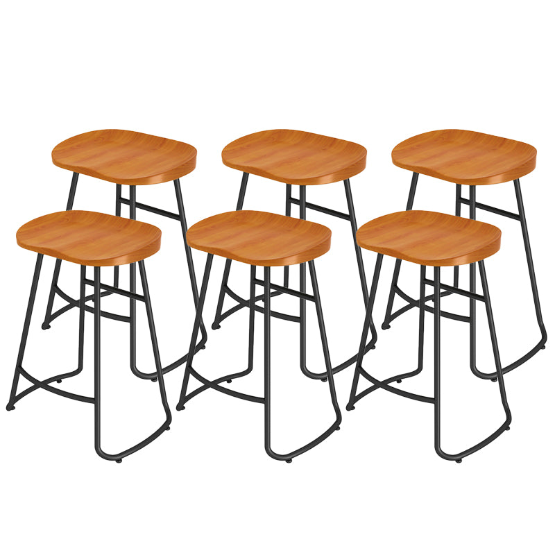 Modern Contoured Seat Counter Stool Solid Wood Backless Counter-height Stool