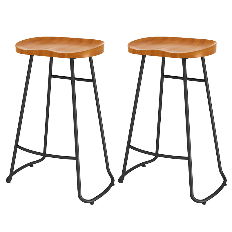 Modern Contoured Seat Counter Stool Solid Wood Backless Counter-height Stool