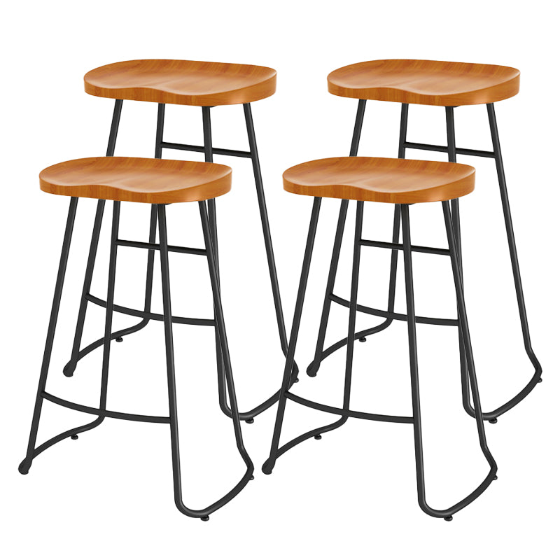 Modern Contoured Seat Counter Stool Solid Wood Backless Counter-height Stool