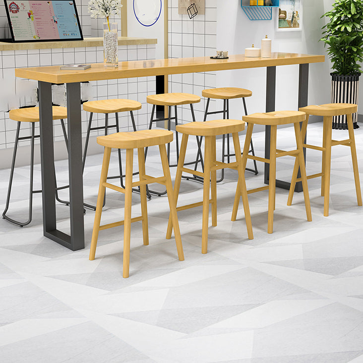 Modern Contoured Seat Counter Stool Solid Wood Backless Counter-height Stool