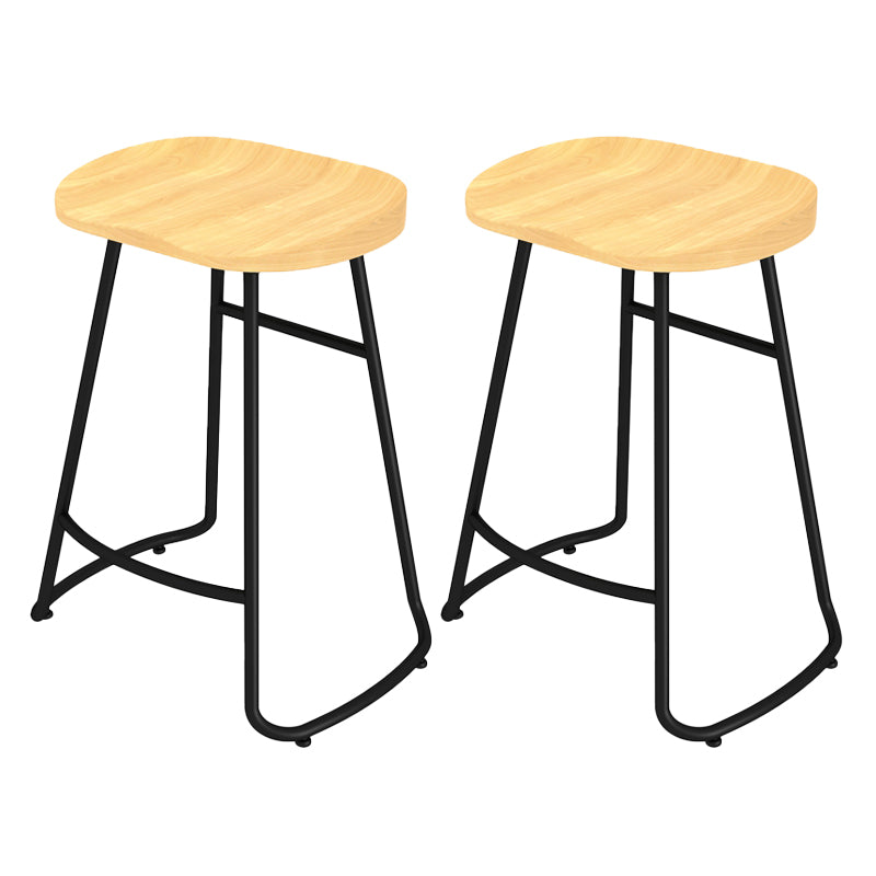 Modern Contoured Seat Counter Stool Solid Wood Backless Counter-height Stool