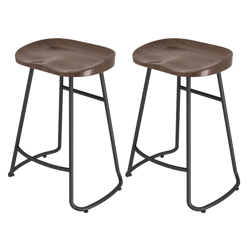 Modern Contoured Seat Counter Stool Solid Wood Backless Counter-height Stool