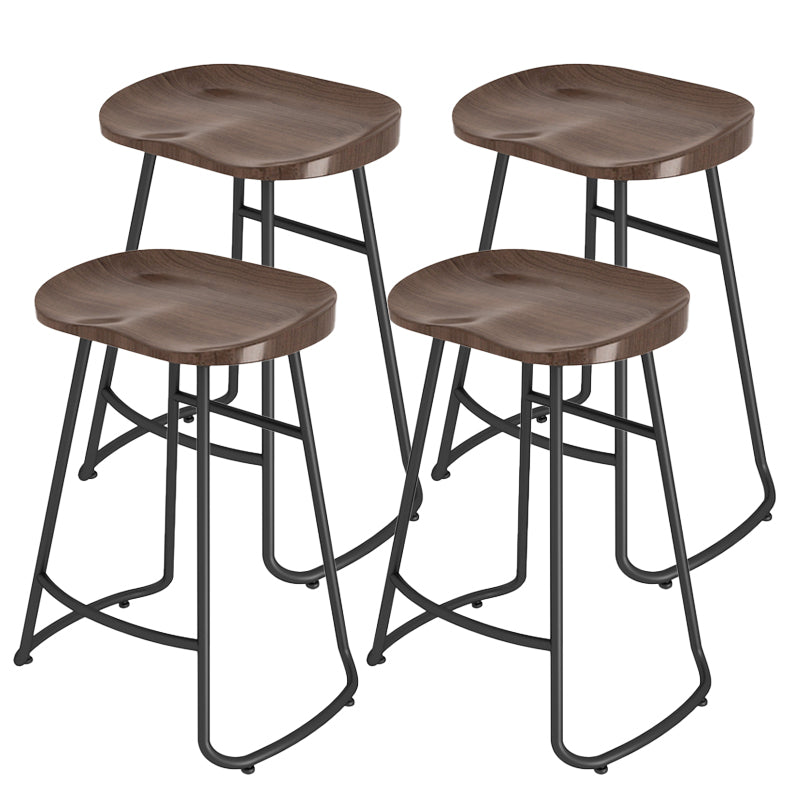 Modern Contoured Seat Counter Stool Solid Wood Backless Counter-height Stool
