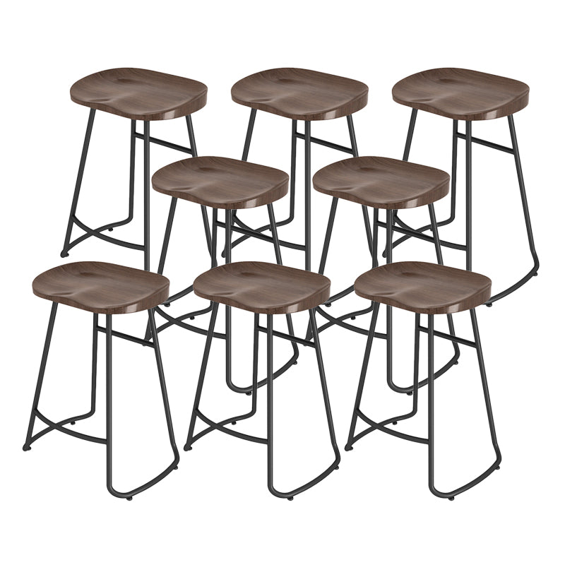 Modern Contoured Seat Counter Stool Solid Wood Backless Counter-height Stool