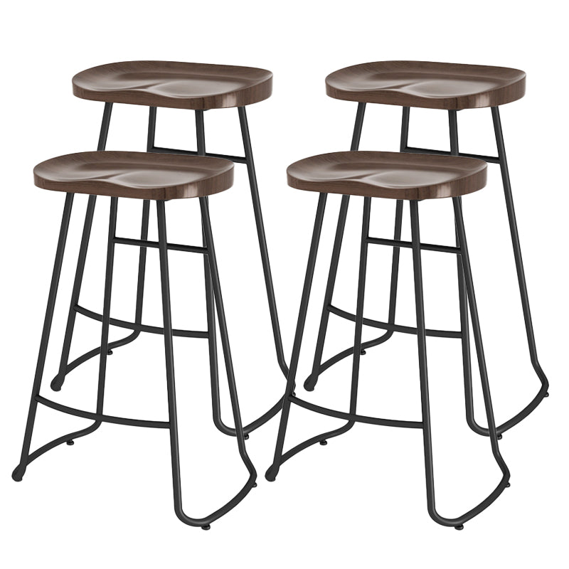 Modern Contoured Seat Counter Stool Solid Wood Backless Counter-height Stool