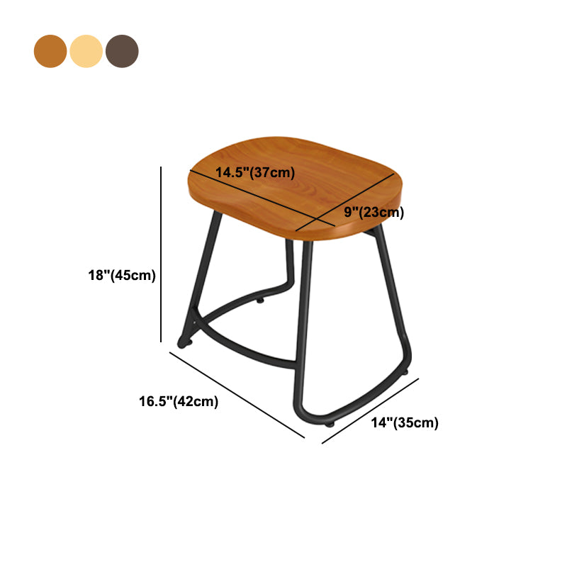 Modern Contoured Seat Counter Stool Solid Wood Backless Counter-height Stool