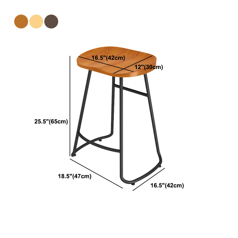 Modern Contoured Seat Counter Stool Solid Wood Backless Counter-height Stool