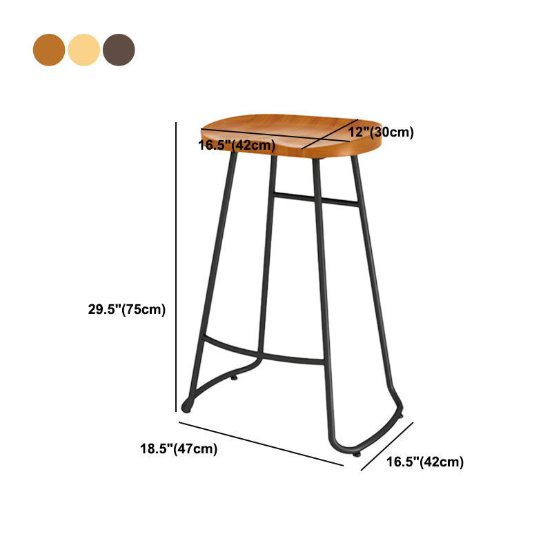 Modern Contoured Seat Counter Stool Solid Wood Backless Counter-height Stool