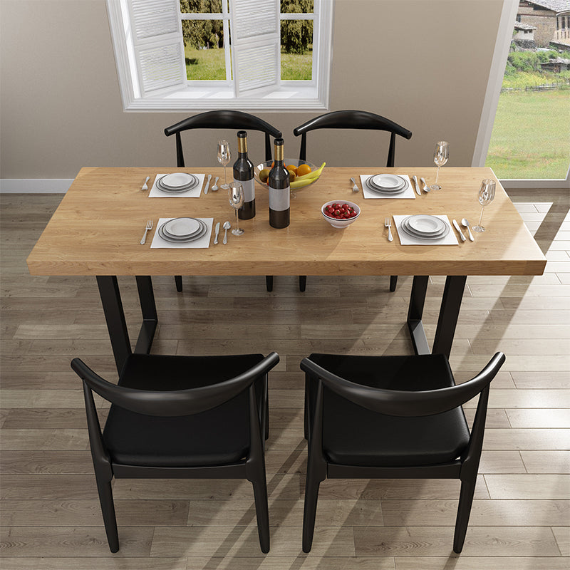 Industrial Natural Dining Site Table Rectangle Metal Sled Dining Table