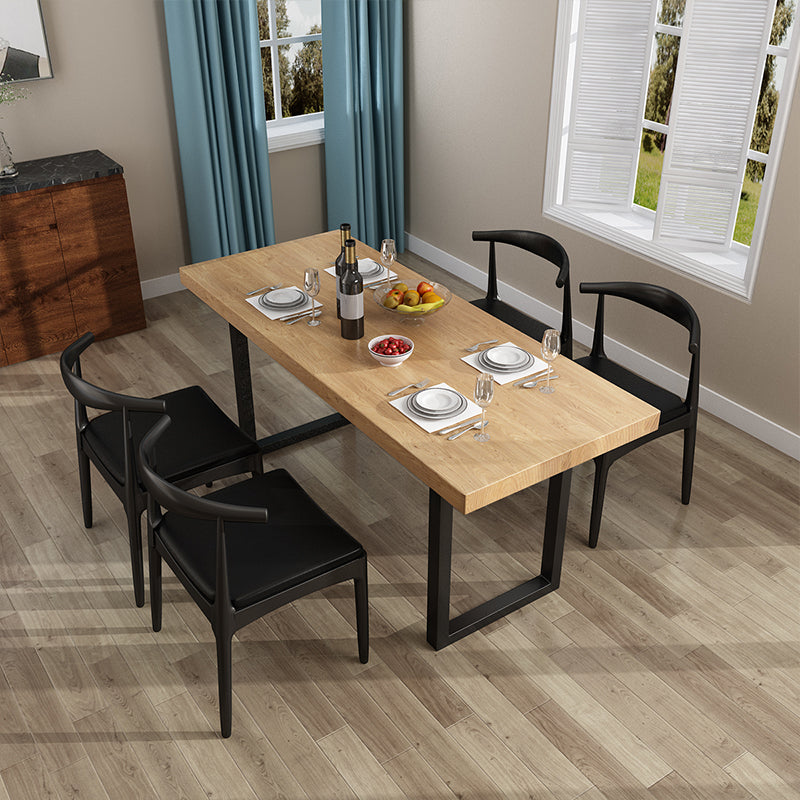 Industrial Natural Dining Site Table Rectangle Metal Sled Dining Table