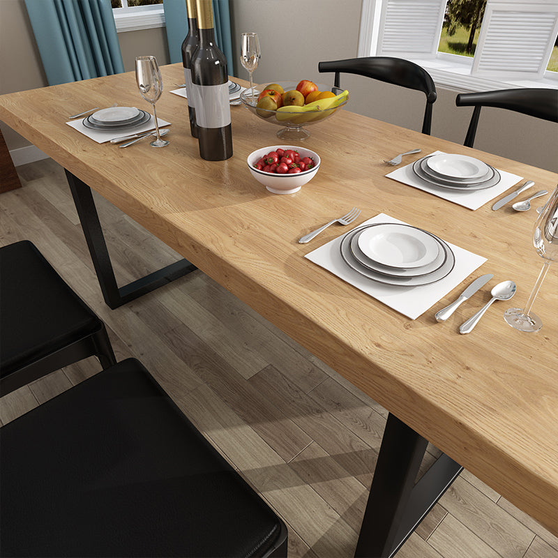Industrial Natural Dining Site Table Rectangle Metal Sled Dining Table