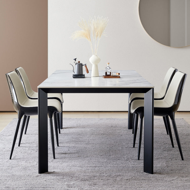 Rectangle Stone Dining Table Contemporary Metal 4 Legs Dining Table
