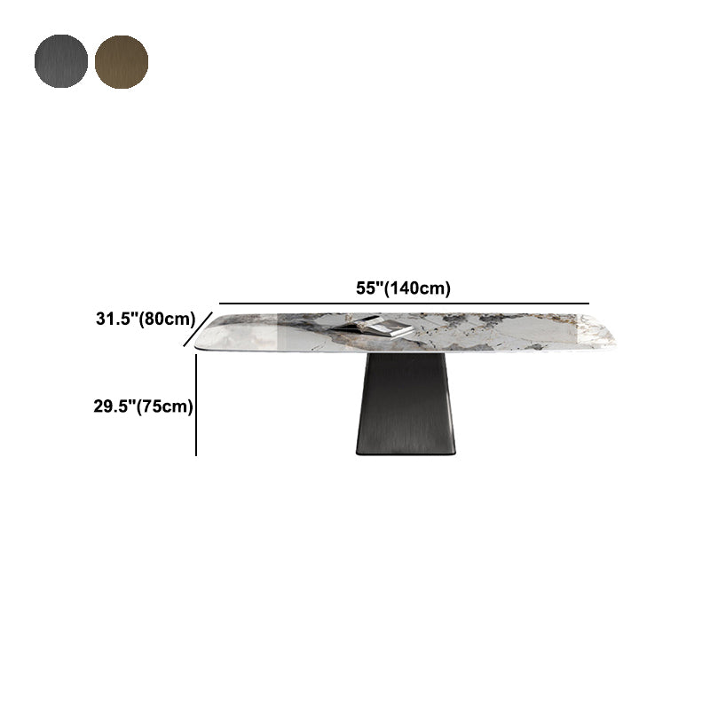 Traditional Luxury Rectangle Dining Table Stone Top Pedestal Casual Dining Table