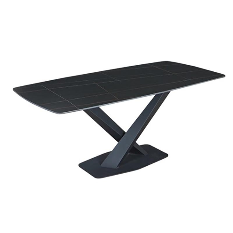 Simple Stone Top Dinette Table Metal Base Dining Table for Living Room
