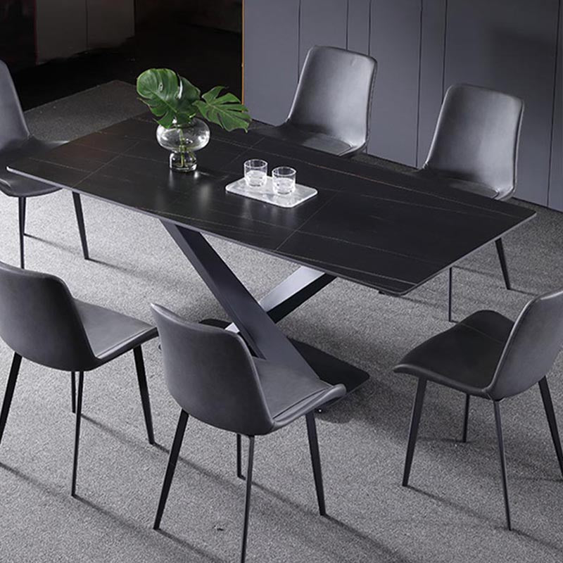 Simple Stone Top Dinette Table Metal Base Dining Table for Living Room
