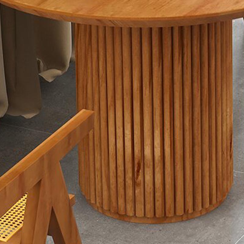 Modern Pedestal Casual Dining Table Solid Wood Round Dinner Room Kitchen Table