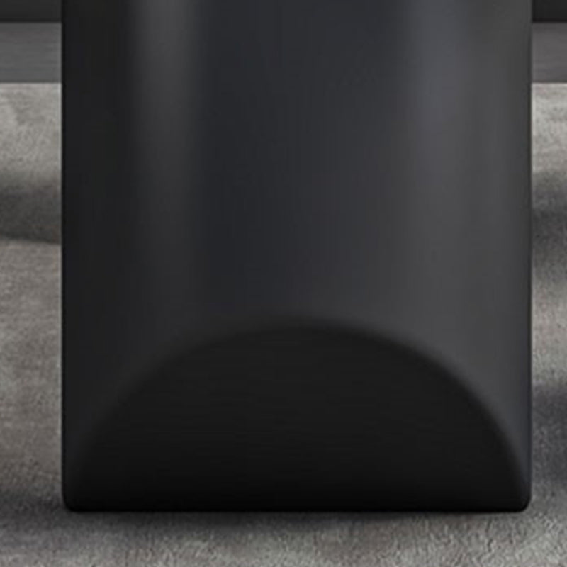 Rectangle Black Base Dining Site Table Modern Stone Double Pedestal Table
