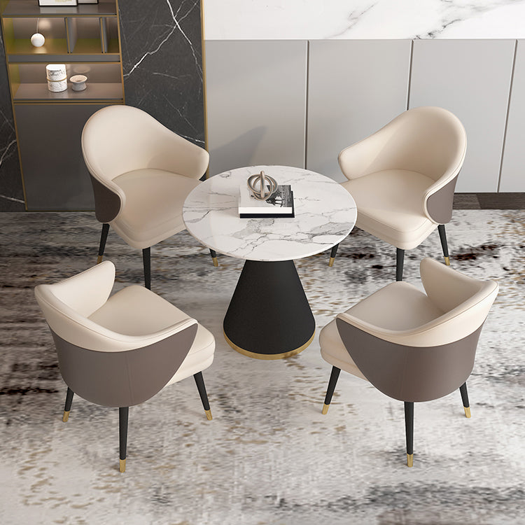 Metal Traditional Luxury Round Table Sintered Stone Top Table with Metal Pedestal