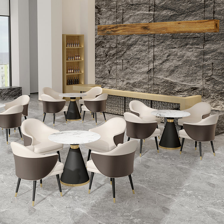 Metal Traditional Luxury Round Table Sintered Stone Top Table with Metal Pedestal