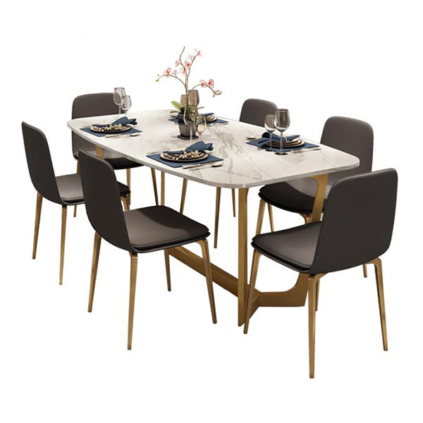 Traditional Luxury Rectangle Furniture Marble Trestle Base Dinner Table