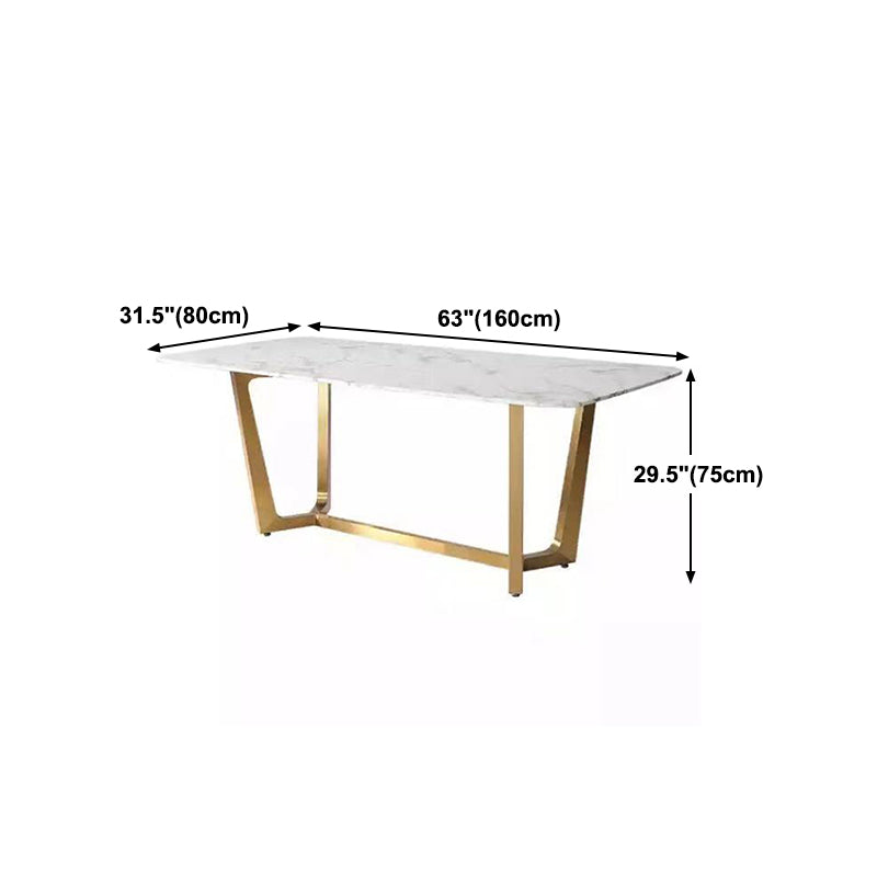 Traditional Luxury Rectangle Furniture Marble Trestle Base Dinner Table