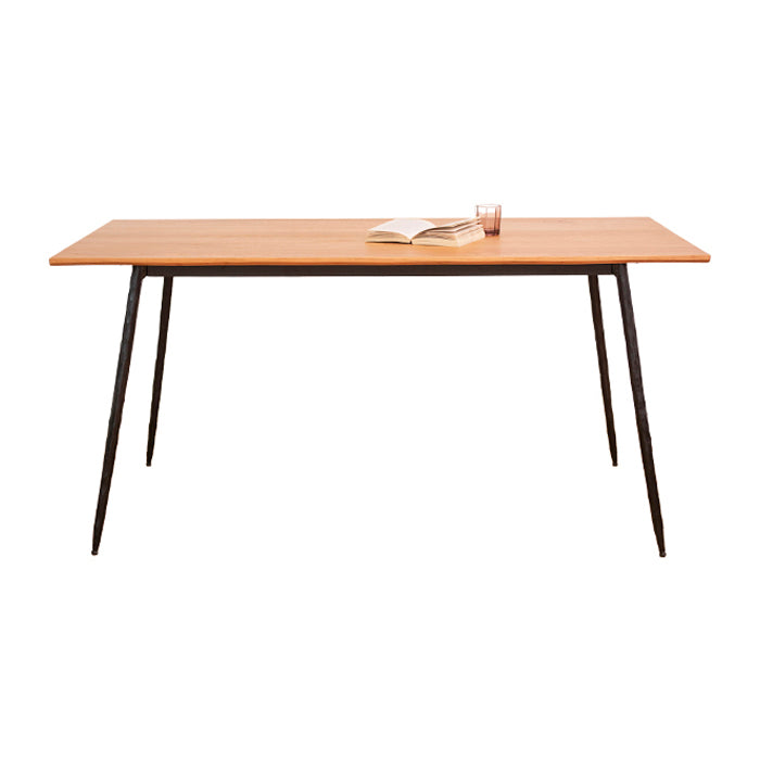 Metal Industrial Rectangle Dining Table Solid Wood Top Table with 4 Black Legs