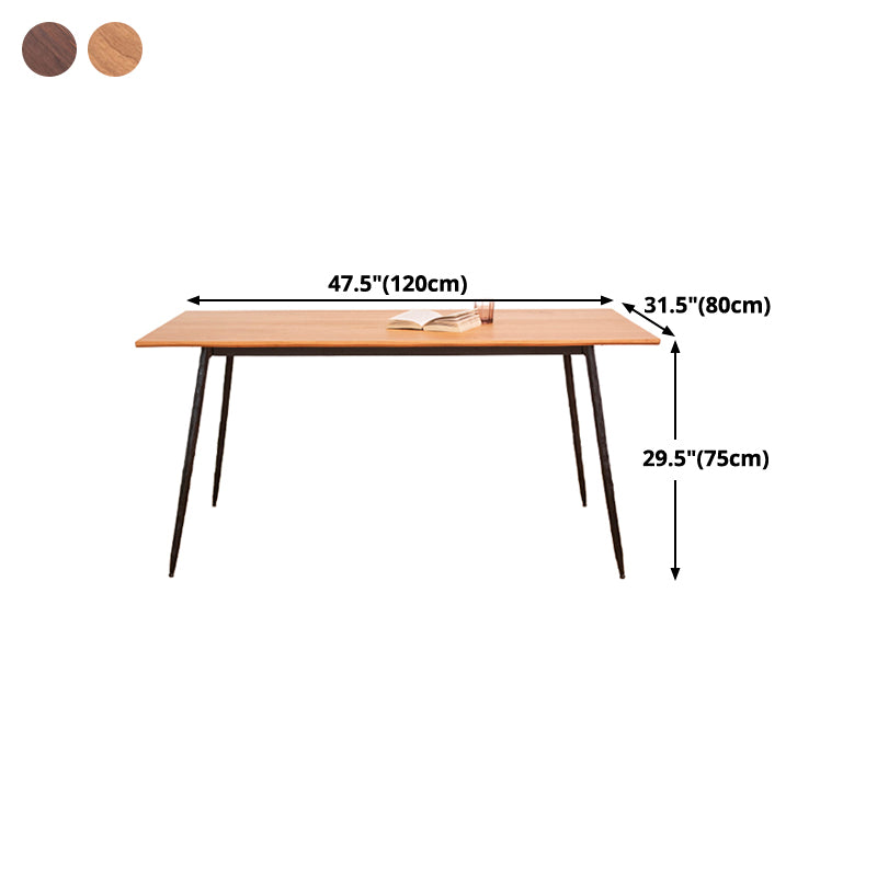 Metal Industrial Rectangle Dining Table Solid Wood Top Table with 4 Black Legs