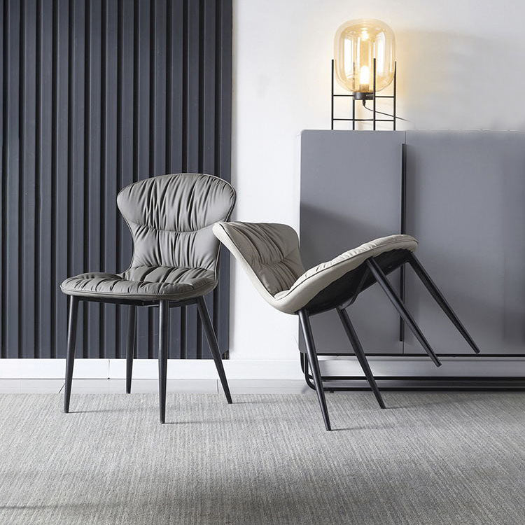 Industrial Metal Armless Chair Solid Back Dining Kitchen Room Chair