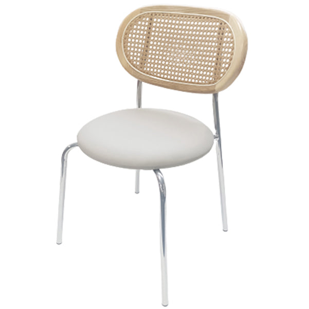 Contemporary Cane Back Dining Chair Faux Leather Dining Side Chair