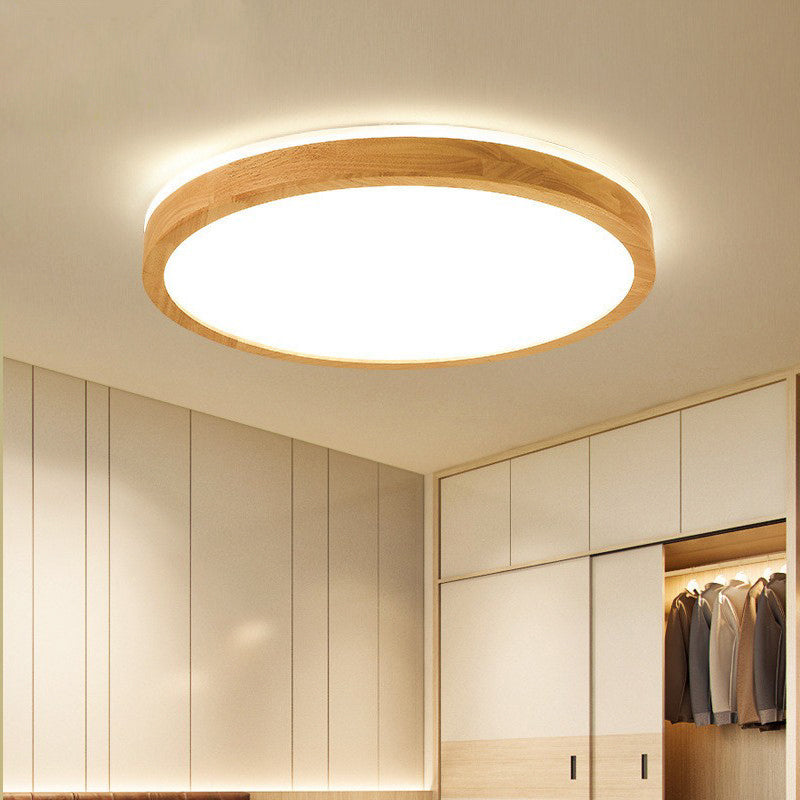 1 Light Circle Ceiling Lamp Modern Style Wood Ceiling Lighting for Dining Room