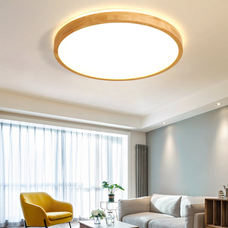 1 Light Circle Ceiling Lamp Modern Style Wood Ceiling Lighting for Dining Room
