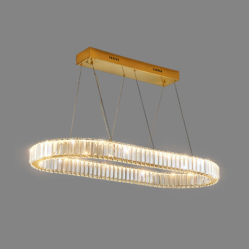 Crystal LED Island Light Fixture Contemporary Gold Suspension Lamp for Dining Room