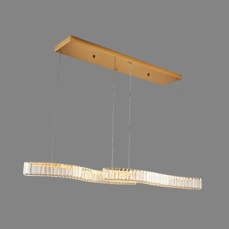 Crystal LED Island Light Fixture Contemporary Gold Suspension Lamp for Dining Room