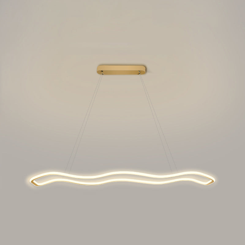 Estilo moderno forma lineal colgante metal luz 1 accesorio de iluminación colgante de luz en oro