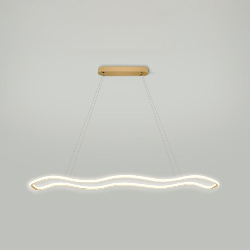 Estilo moderno forma lineal colgante metal luz 1 accesorio de iluminación colgante de luz en oro