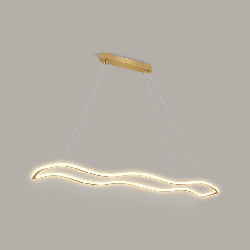 Modern Style Linear Shape Pendant Light Metal 1 Light Pendant Lighting Fixture in Gold