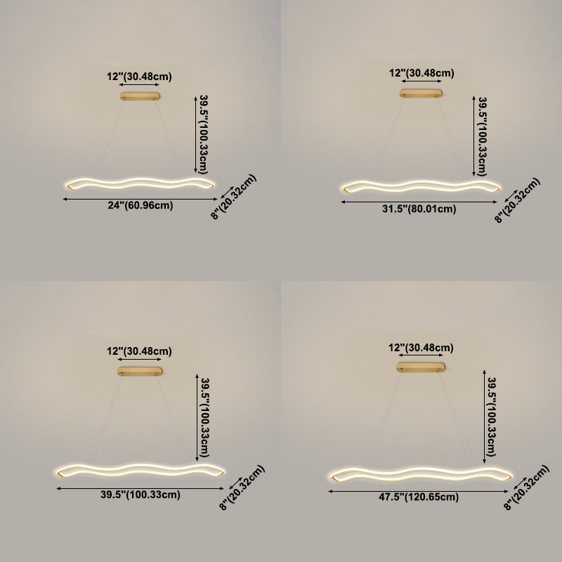 Estilo moderno forma lineal colgante metal luz 1 accesorio de iluminación colgante de luz en oro