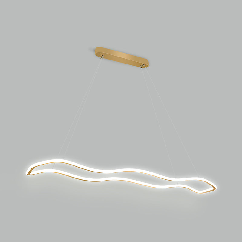 Estilo moderno forma lineal colgante metal luz 1 accesorio de iluminación colgante de luz en oro