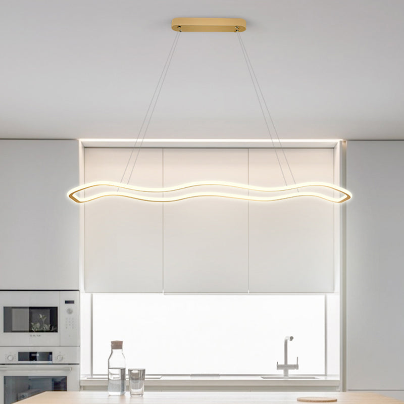 Estilo moderno forma lineal colgante metal luz 1 accesorio de iluminación colgante de luz en oro