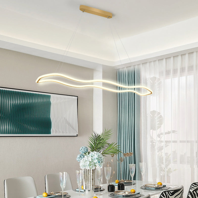 Estilo moderno forma lineal colgante metal luz 1 accesorio de iluminación colgante de luz en oro