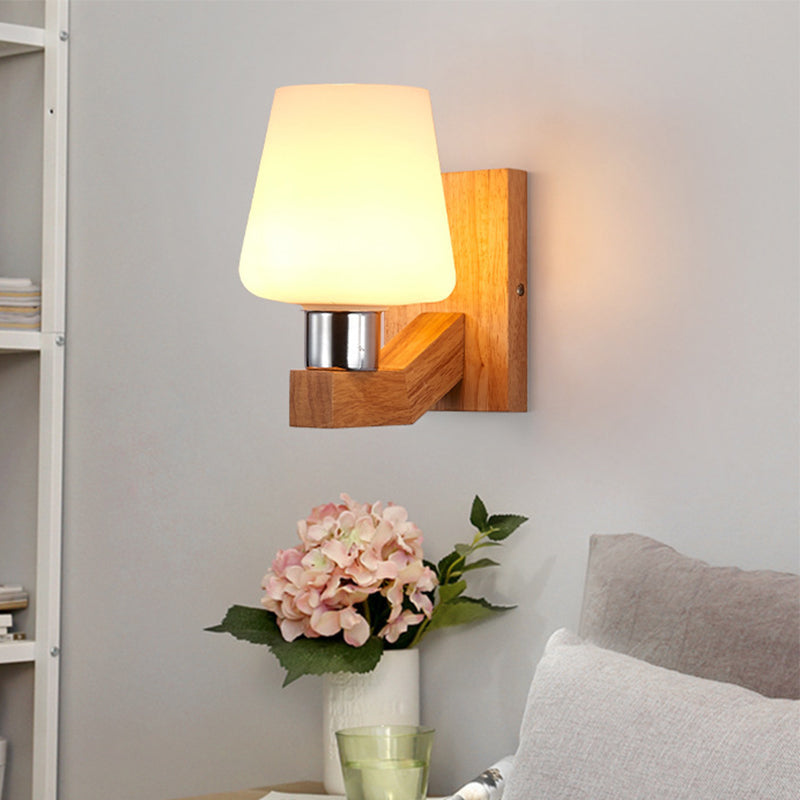 Modern Style Geometric Wall Light Sconces Wood 1 Light Wall Lighting Ideas