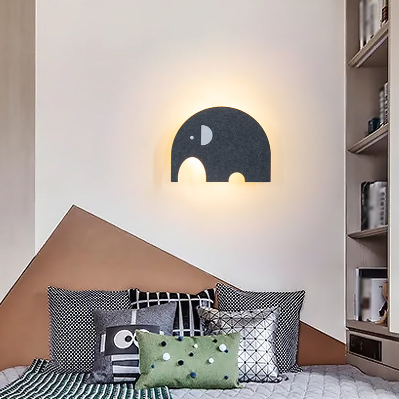 Cartoon Animal LED Sconce Lamp Polyester Children's Bedroom Wall Light Fixture
