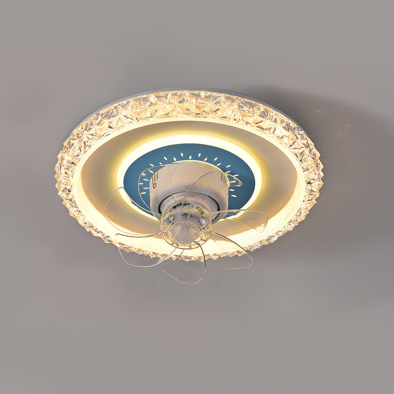 Nordic Style Round Fan Light Metal Colorful LED Flush Mount Light for Bedroom