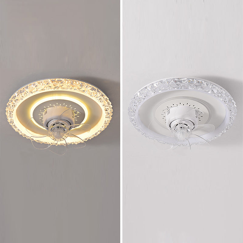 Nordic Style Round Fan Light Metal Colorful LED Flush Mount Light for Bedroom
