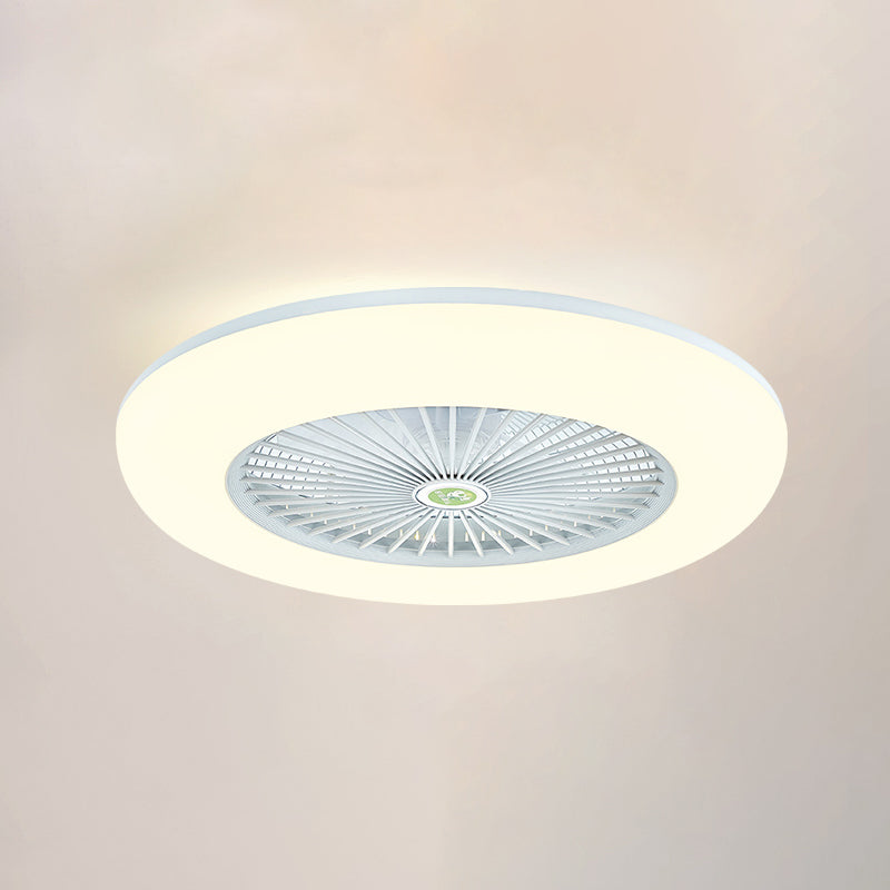 1-Light Modern Round Fan Light Metal Colorful LED Flush Mount Light for Bedroom