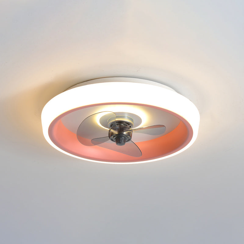 Modern Round Fan Light Metal Colorful 20" Wide LED Flush Mount Light for Bedroom